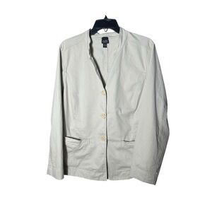 EILEEN FISHER Woman Size 3X Khaki Cotton Spandex 3-Button Blazer Jacket #L12-4‎